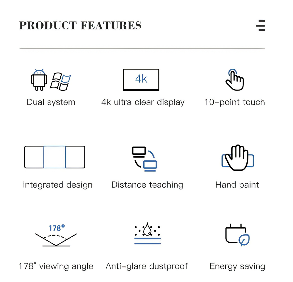 86 inch Nano Touch Screen Blackboard(图2)