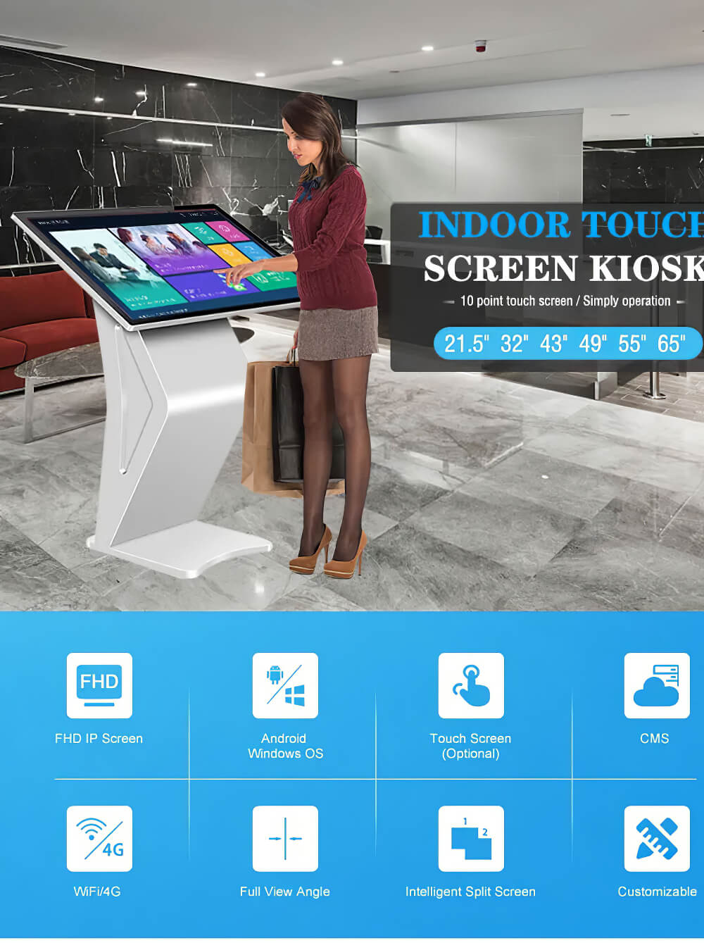 65 inch Information Touch Screen Kiosk(图1)