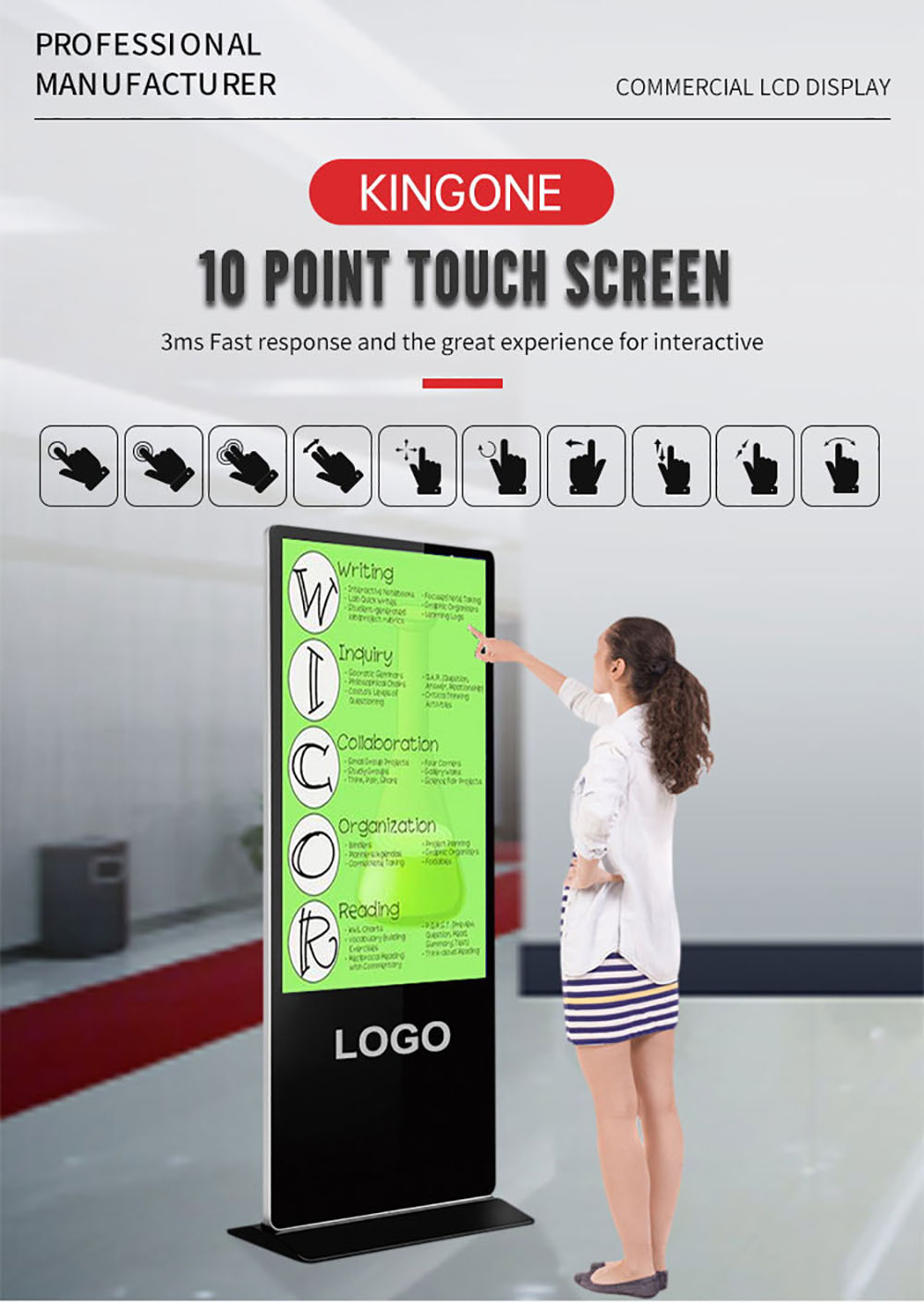 New Arrival 43 55 Inch Indoor Digital Signage Board Floor Stand Advertising Screen Lcd Display(图3)