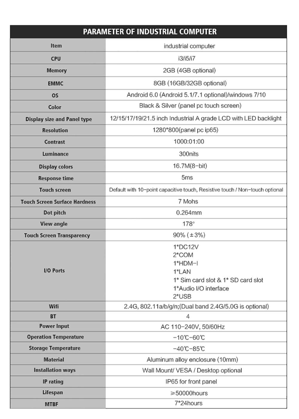 10.4 Inch Touch Screen Computer Tablet Mini Paracell Port Industrial Panel All In One Pc(图4)