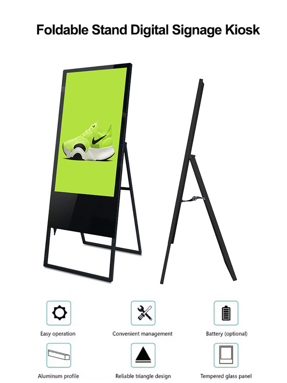 55 Inch Android Portable Floor Stand movable digital Kiosk Video Player menu board(图1)