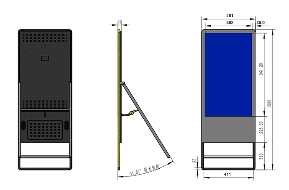 55 Inch Android Portable Floor Stand movable digital Kiosk Video Player menu board(图2)